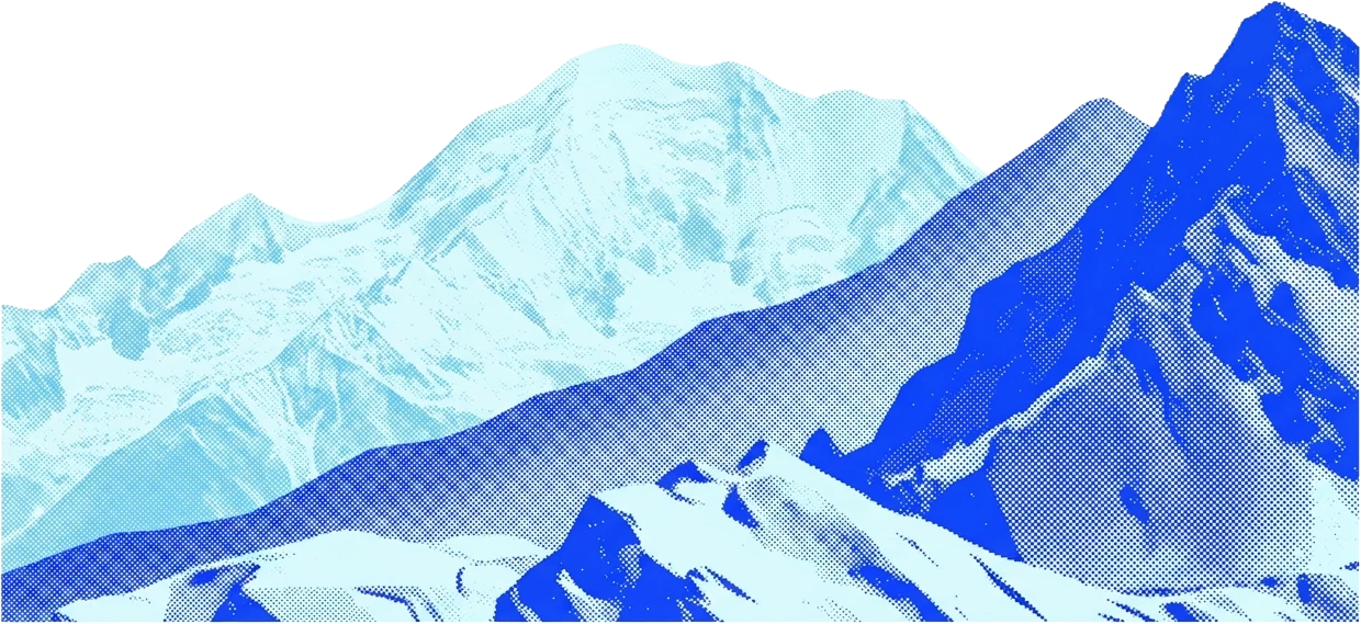 Duotone halftone mountain illustration