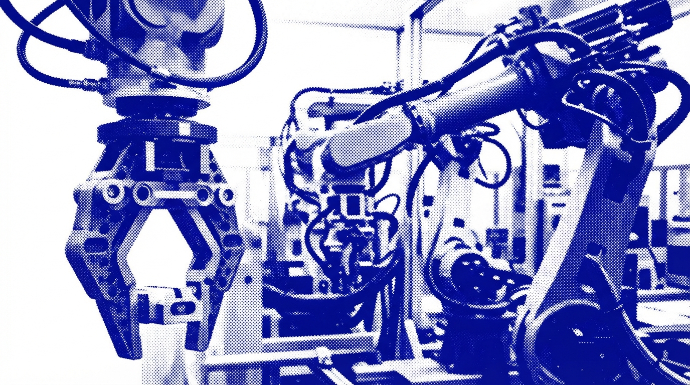 Duotone halftone robotics illustration