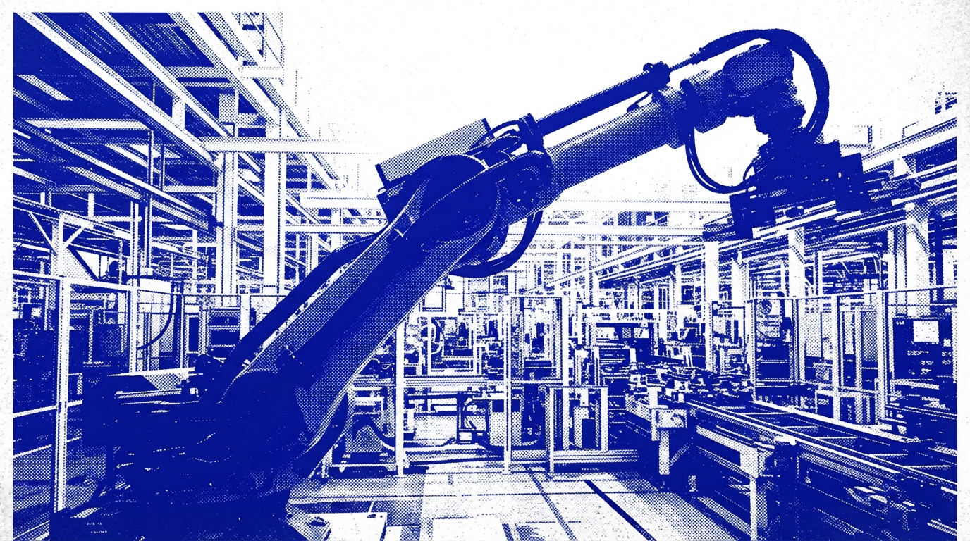 Duotone halftone robotics illustration